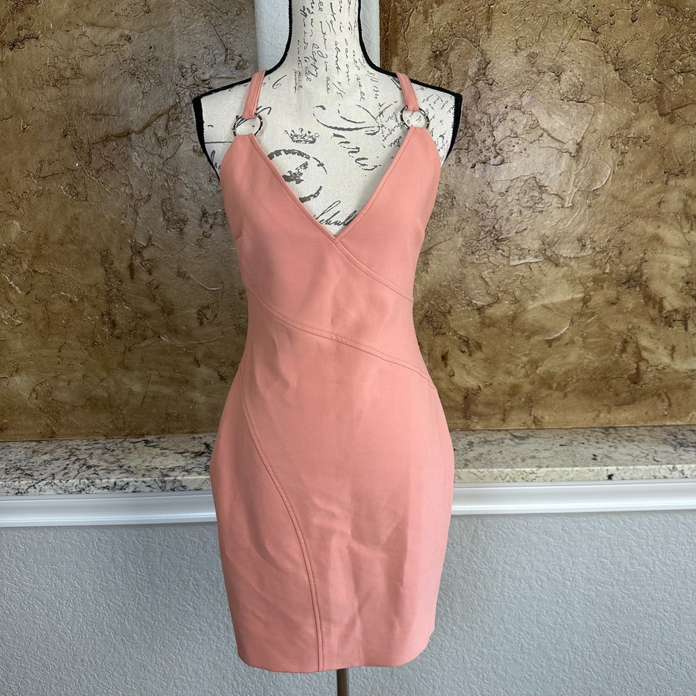 Cinq a Sept Eden Criss Cross Bodycon Mini Dress Sz 6 Sleeveless Pink Blush